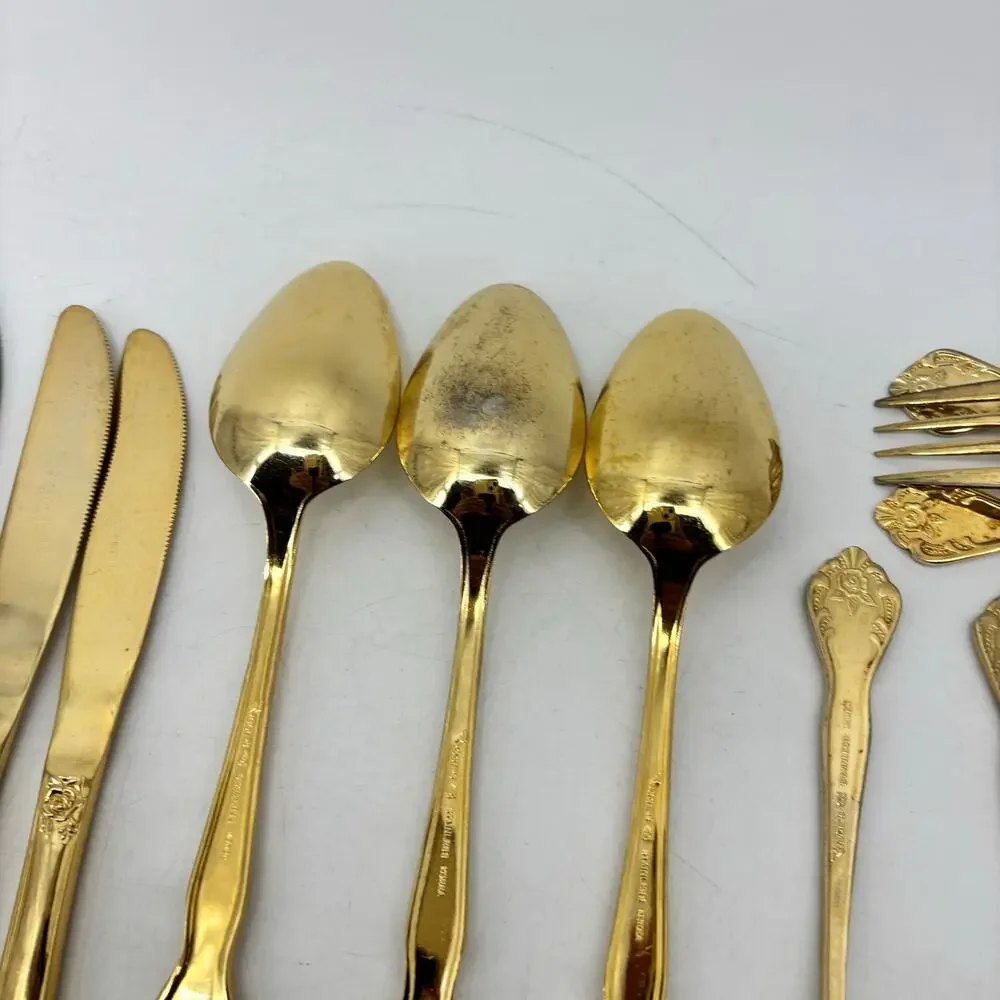 Rogers Stainless Steel Gold Tone Flatware Repurpose DIY Crafting